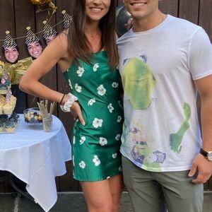 Green floral mini dress